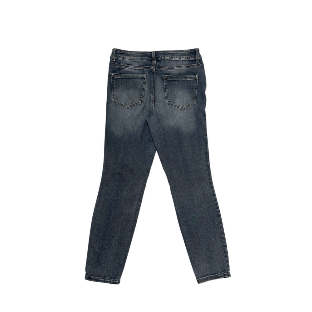 Maurices Everflex Jeans High Rise Womens 12 SHORT Ankle BLUE Distressed Cowgirl - Picture 3 of 14